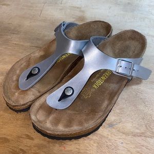 Silver Birkenstock Gizeh